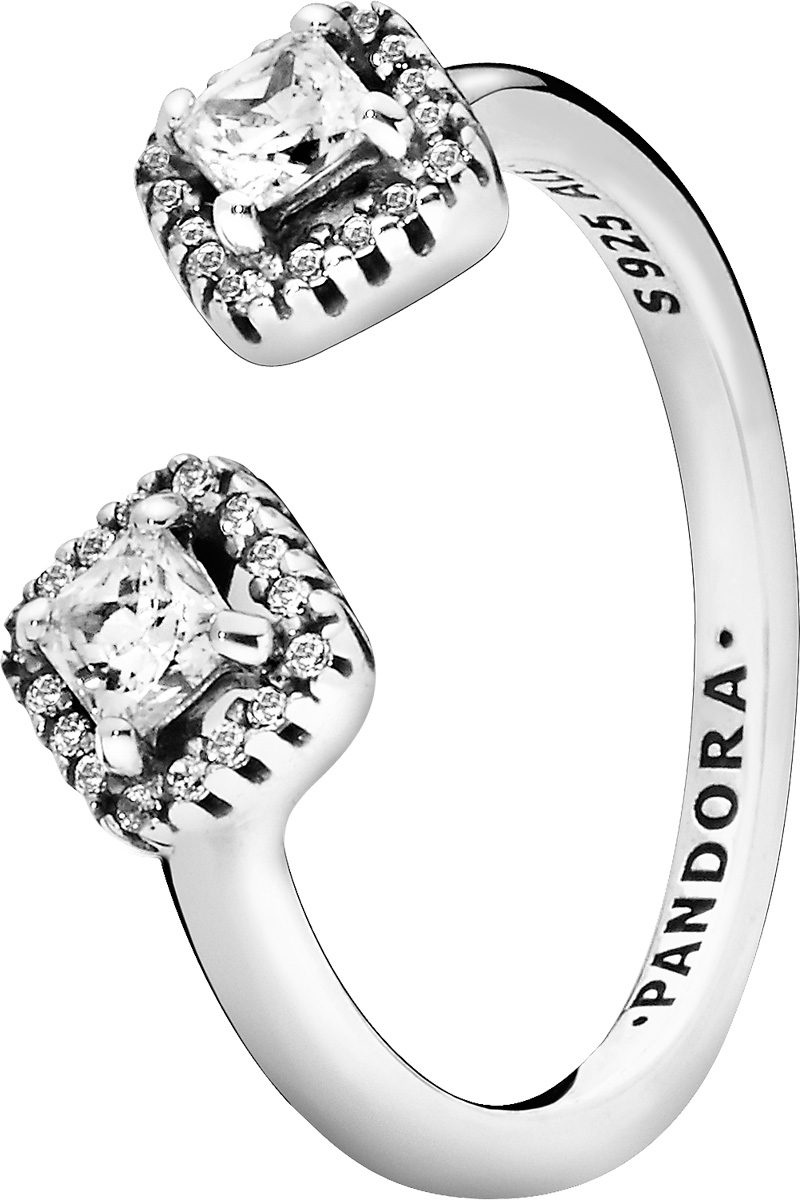 Pandora SALE Ring 198506C01 Non Stackable Square Sparkle Open Ring 